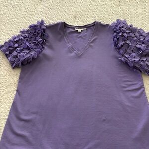 Chico's Lavender Top with Textured Sleeves-Not Your Everyday T!